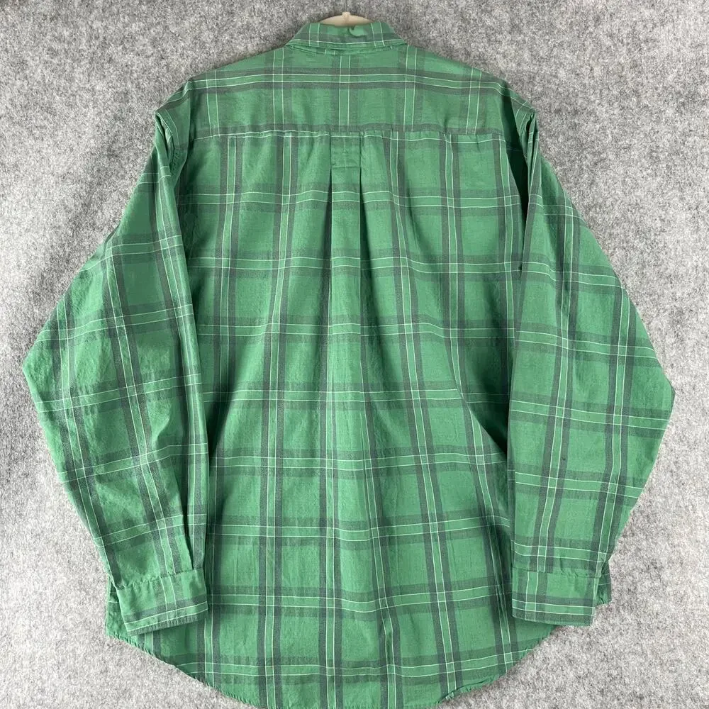 Vintage‎ Levis Silver Label Shirt Mens Medium Green Plaid Long Sleeve Pockets